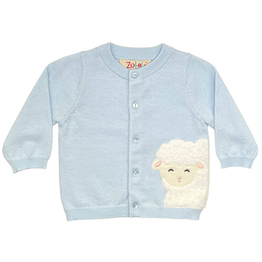 Lamb Peek-A-Boo Cardigan Sweater in Blue