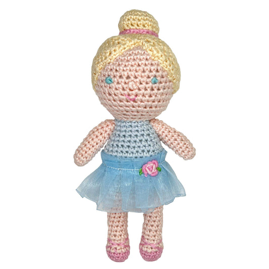 Ballerina Bamboo Crochet Rattle in Blue