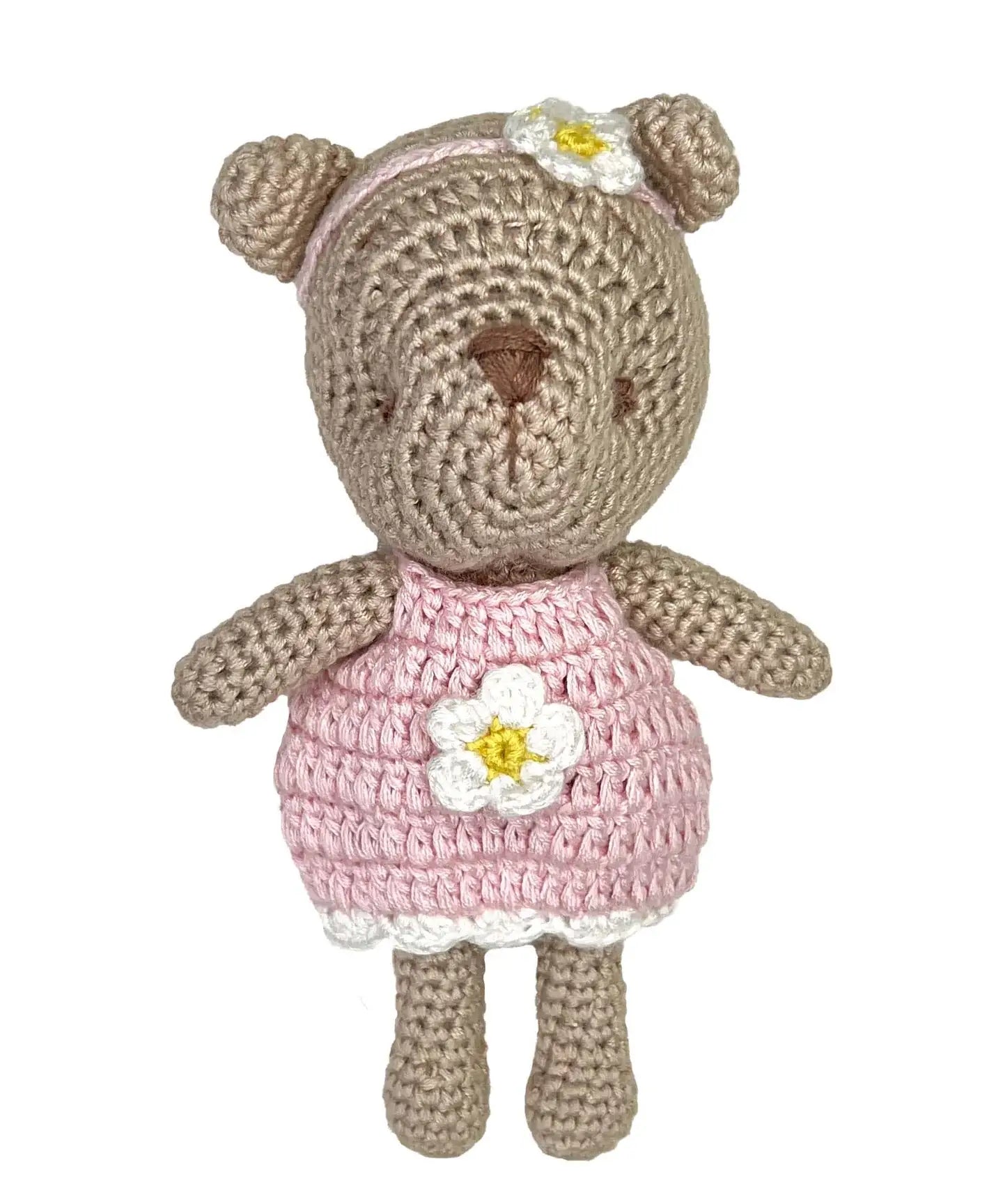 Bear Bamboo Crochet Rattle - Pink